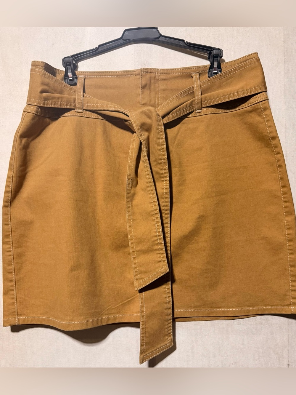 Rewash Mustard A-Line Mini Skirt with Self Tie Belt